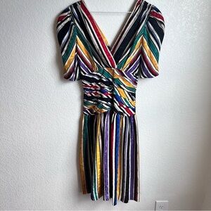 Teri Jon vintage color block vneck knee length dress size 4